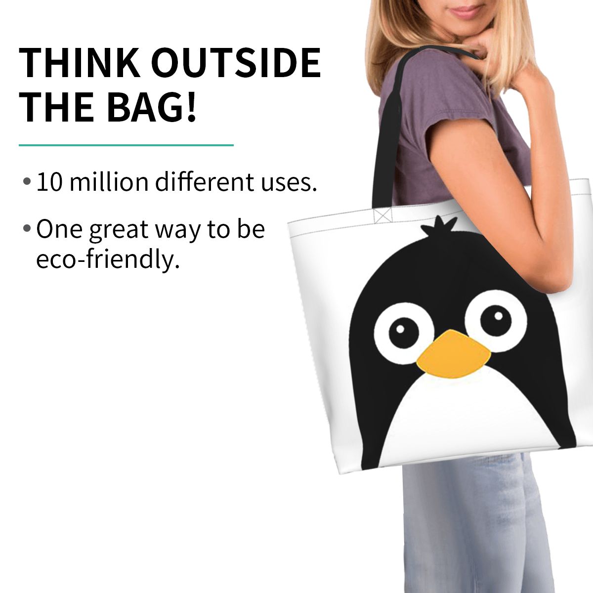 Cute Vector Penguin Shopping T - Women Bags Vector ulasan dan harga