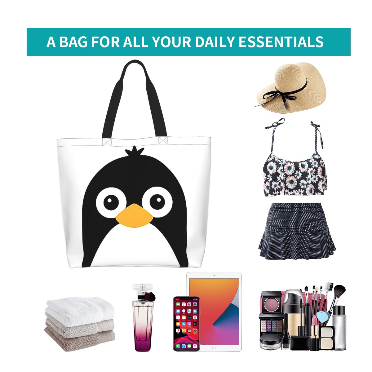 Cute Vector Penguin Shopping T - Women Bags Vector ulasan dan harga