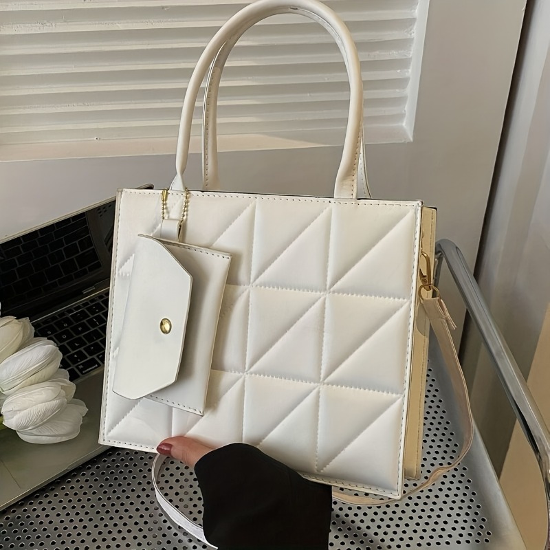 Stylish Quilted Tote Bag, Stru - Top Handle Structured ulasan dan harga