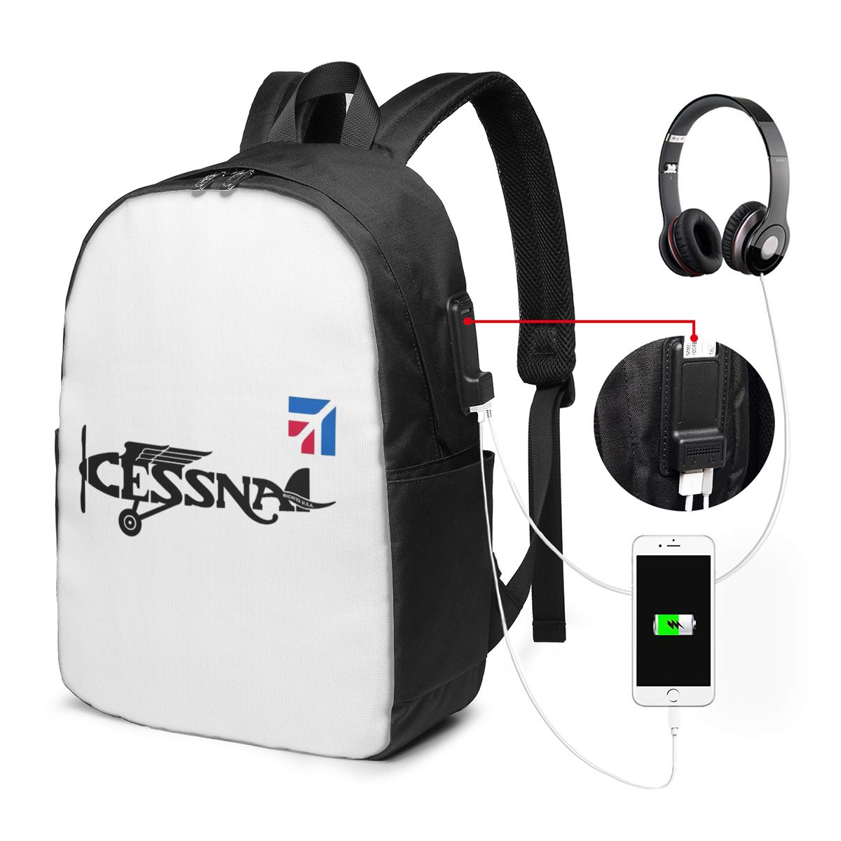 Cessna Logo Backpack Travel No - Women Bags For Laptop ulasan dan harga