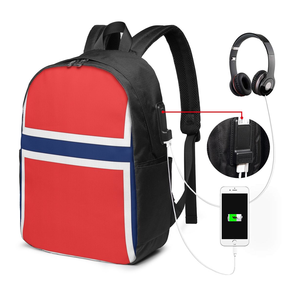 Norway Flag Backpack Travel No - Women Bags For Laptop ulasan dan harga