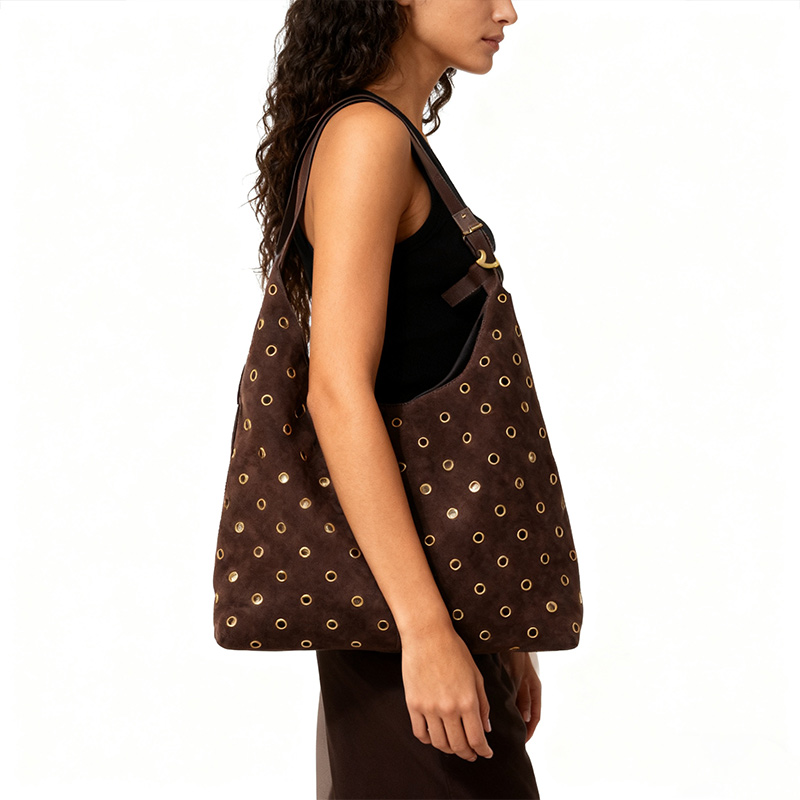 Suede Metal Studded Tote Bag w - Women'S Vegan Bags ulasan dan harga