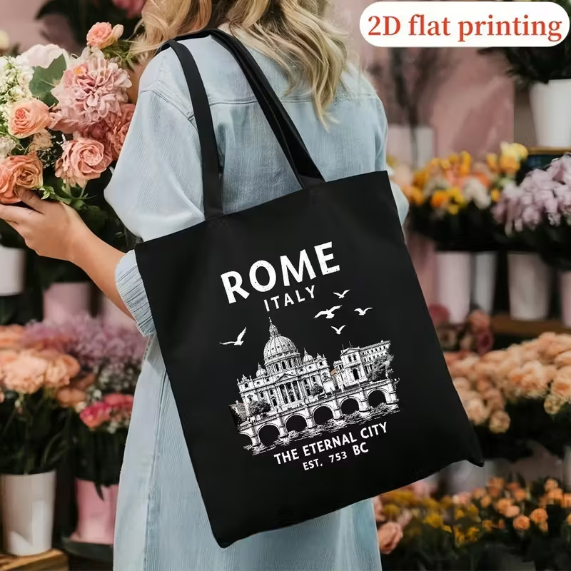 Vintage Rome Italy Canvas Tote - Women'S Vegan Bags ulasan dan harga