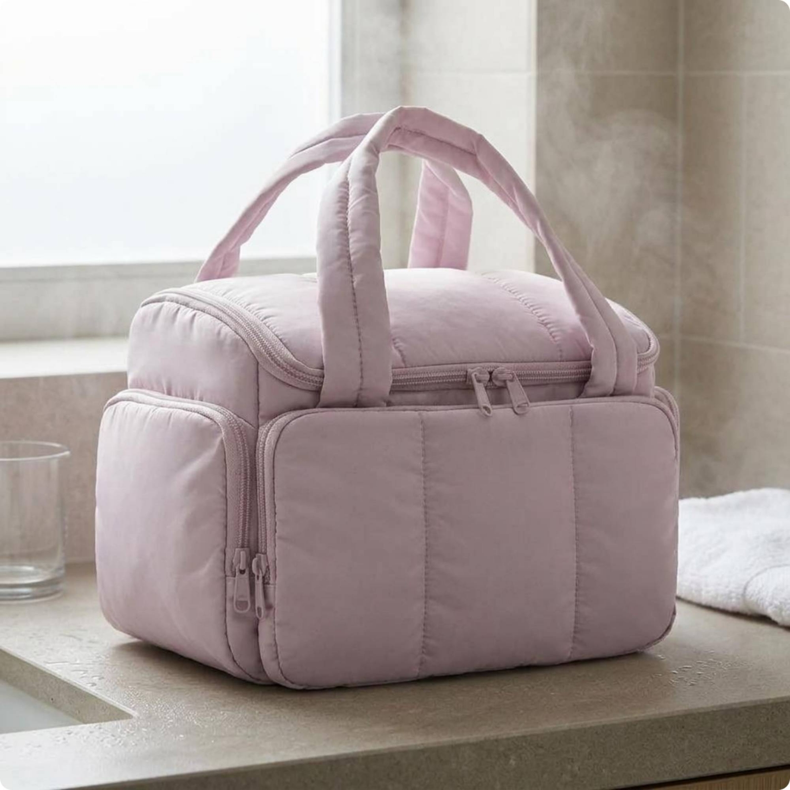 Quilted Cosmetic Bag Structure - Top Handle Structured ulasan dan harga