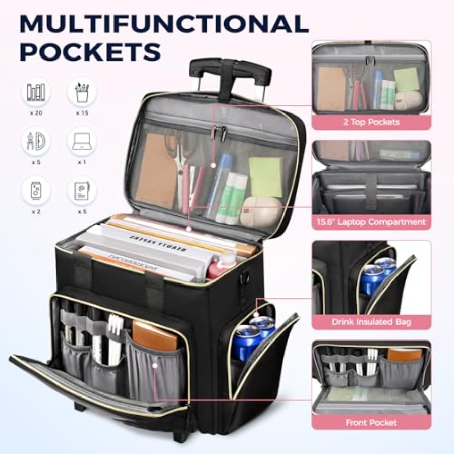 Rolling Teacher Bag, 15.6 Inch - Women Bags For Laptop ulasan dan harga