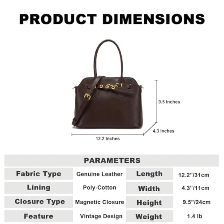 Genuine Leather Satchel Crossb - Top Handle Structured ulasan dan harga