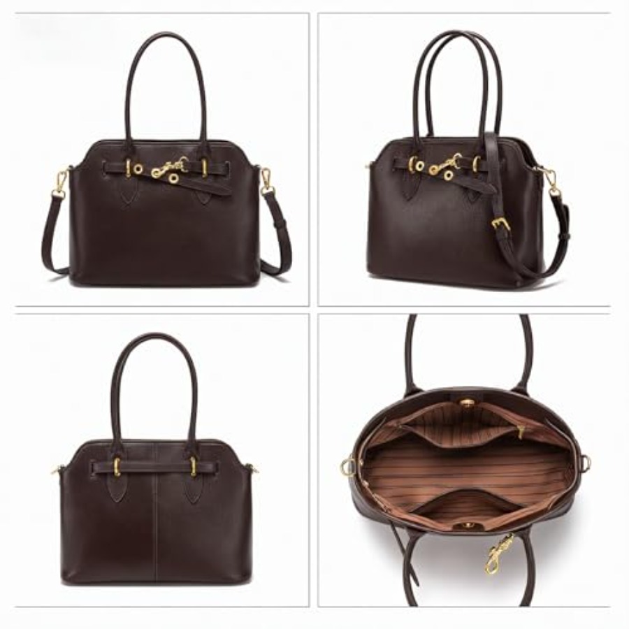 Genuine Leather Satchel Crossb - Top Handle Structured ulasan dan harga