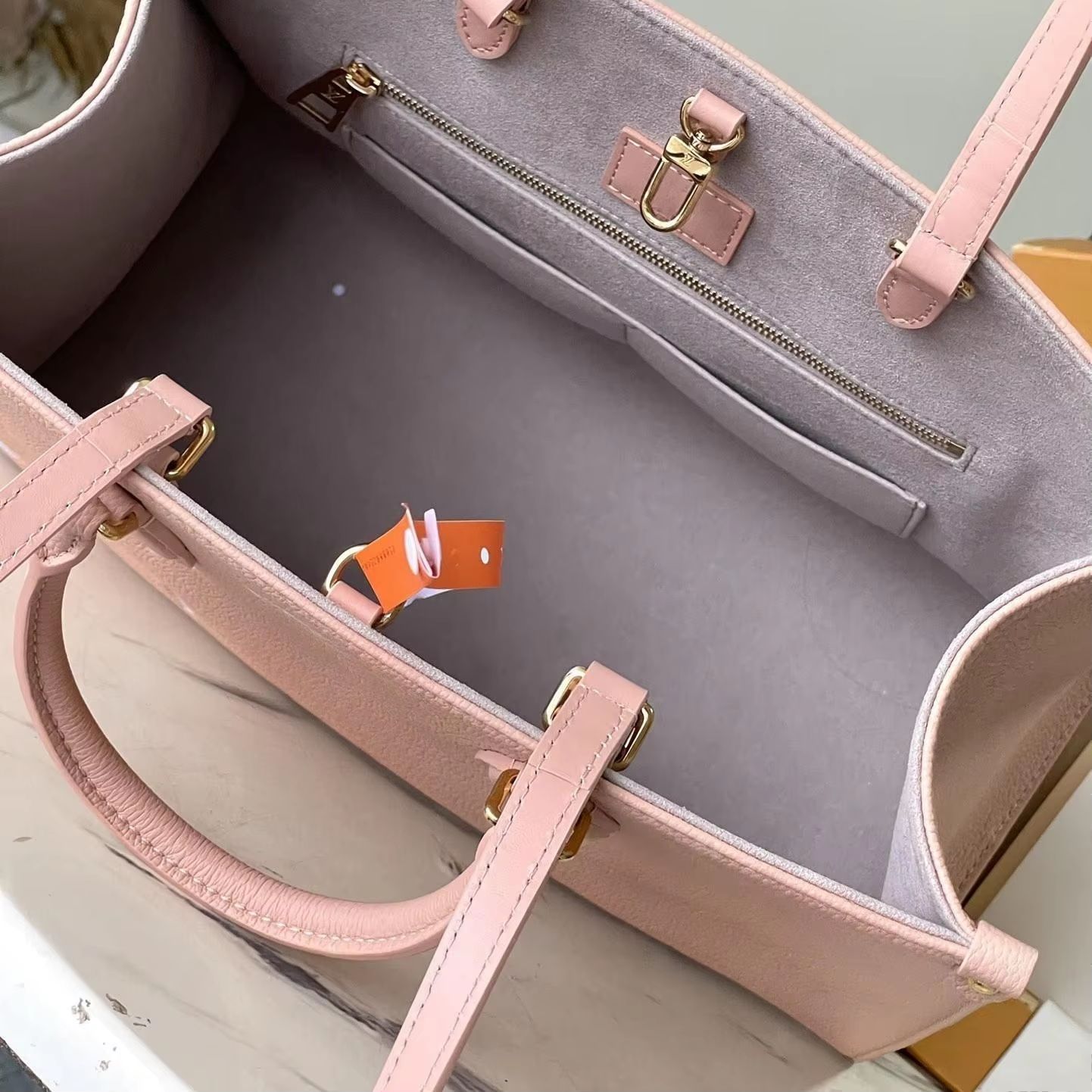 Blush pink granular leather st - Top Handle Structured ulasan dan harga