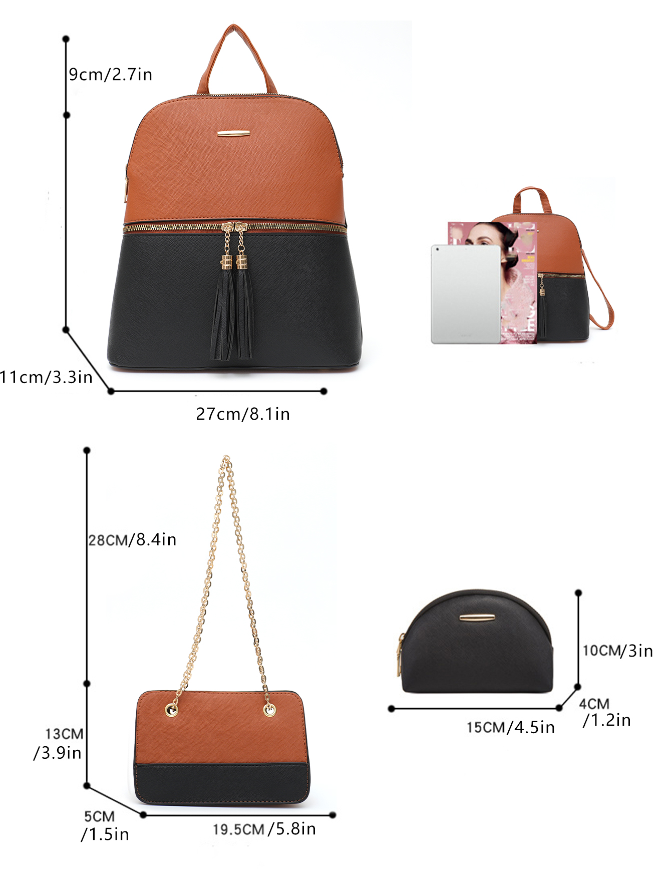 4 PCS Bags Set Women's Fashion - Women'S Vegan Bags ulasan dan harga
