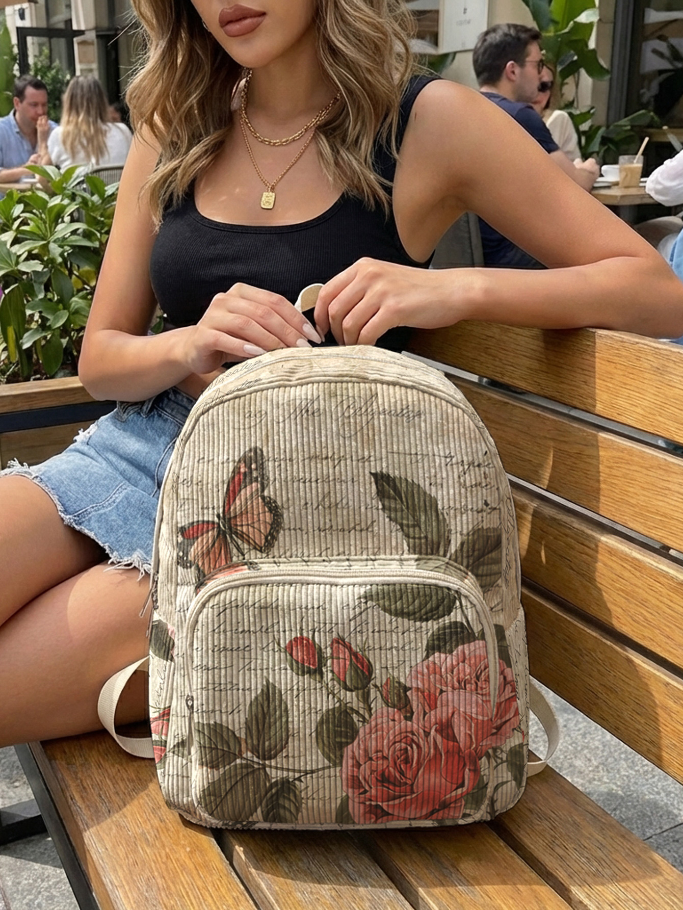 Vintage Roses & Butterfly Prin - Women'S Vegan Bags ulasan dan harga