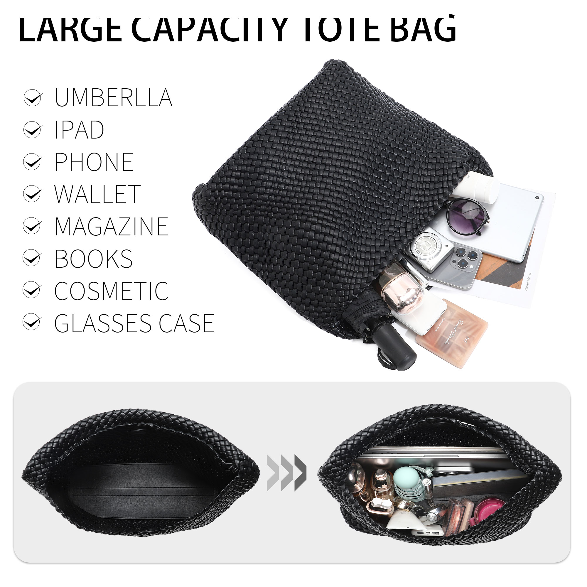 Large Woven Tote Bag for Women - Women'S Vegan Bags ulasan dan harga