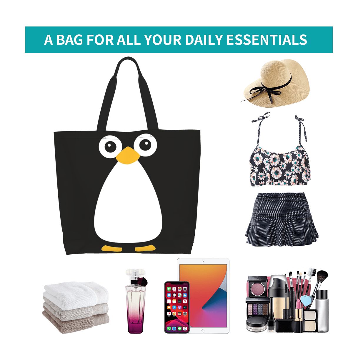 Cute Vector Penguin Shopping T - Women Bags Vector ulasan dan harga