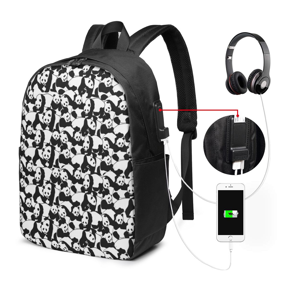 Panda Pattern Backpack Travel  - Women Bags For Laptop ulasan dan harga
